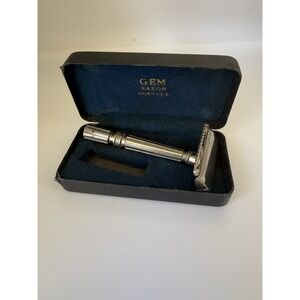 Vintage GEM Micromatic‎ Open Comb Safety Razor USA w Case Pat 1769280 Set